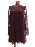 L/XL Fialové krajkové dámské šaty dlouhý rukávek
