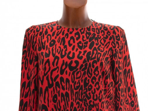 XS Červenočerné saténové dámské šaty Zara Woman
