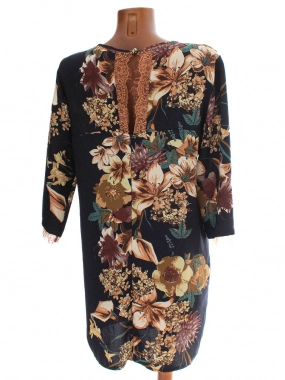 L/XL Luxusní květinové dámské šaty zdobené krajkou