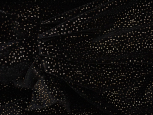 M/L Černozlaté sametové společenské šaty Orsay