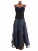 S/M Slavnostní večerní plesové modročerné šaty