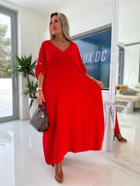 58/60 Červené dlouhé dámské šaty oversize