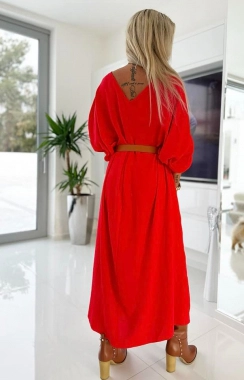 58/60 Červené dlouhé dámské šaty oversize