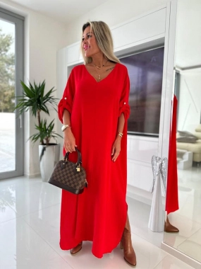 58/60 Červené dlouhé dámské šaty oversize