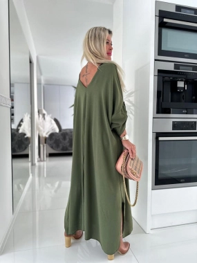 58/60 9XL Khaki nové maxi dlouhé dámské šaty