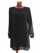 36/S H&M černé dámské šaty s vyšívanými rukávy