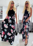 S/M Dámské dlouhé šaty s květovanou sukní
