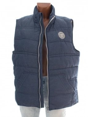 L Reserved modrá prošívaná pánská vesta na zip