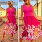 S/M Nové dámské růžové letní květinové šaty