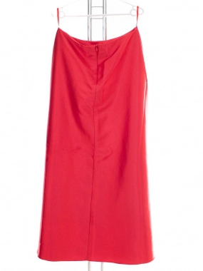 42 Saténová dlouhá červená dámská sukně na zip