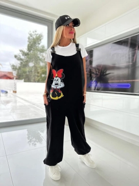 40/42 Dámský bavlněný černý nový overal Minnie