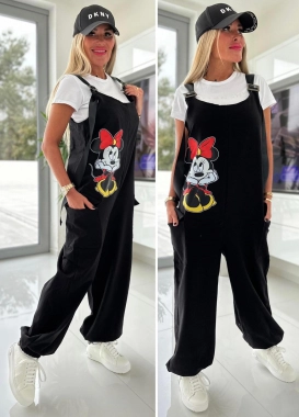 40/42 Dámský bavlněný černý nový overal Minnie