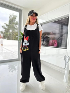 40/42 Dámský bavlněný černý nový overal Minnie