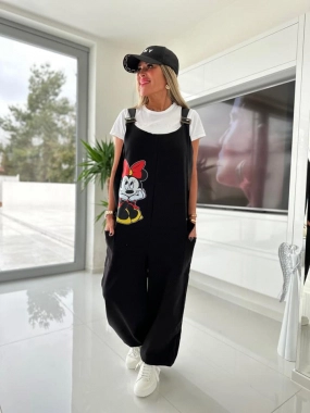 40/42 Dámský bavlněný černý nový overal Minnie