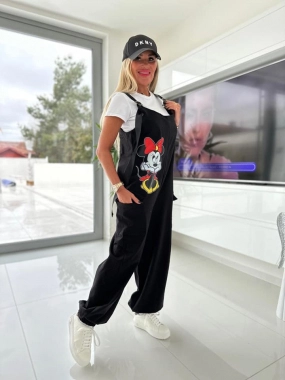 40/42 Dámský bavlněný černý nový overal Minnie