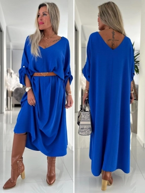 58/60 Královsky modré dlouhé dámské šaty