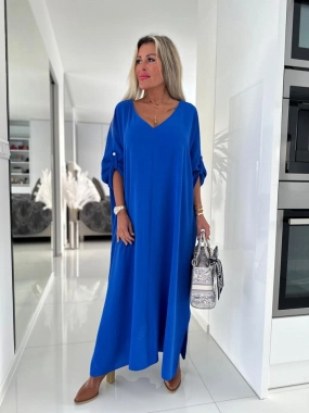58/60 Královsky modré dlouhé dámské šaty