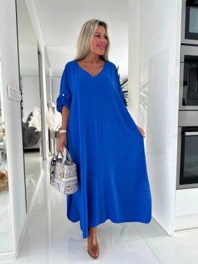 58/60 Královsky modré dlouhé dámské šaty