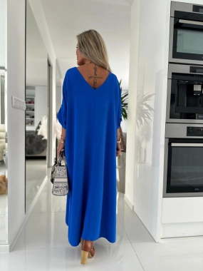 58/60 Královsky modré dlouhé dámské šaty