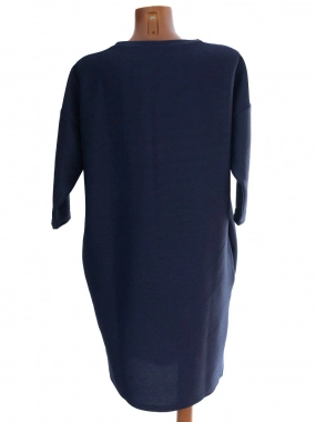 L/XL Modré žebrované šaty Bodyflirt s kapsami