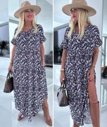 L/XL Květinkové dámské maxi šaty s kapsami