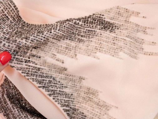 36/38 Meruňkové šaty tunika H&M zdobená korálky