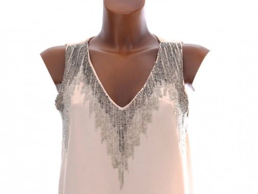 36/38 Meruňkové šaty tunika H&M zdobená korálky