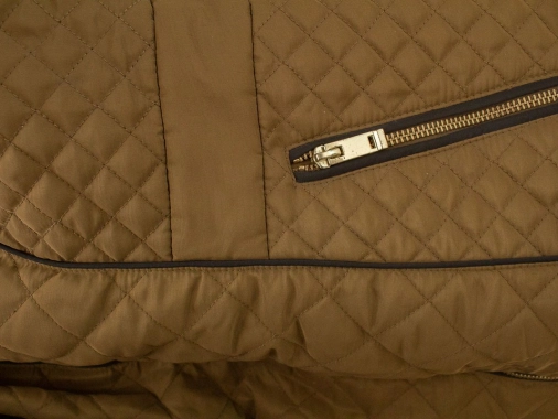 L/XL Zelná khaki prošívaná dámská bunda H&M