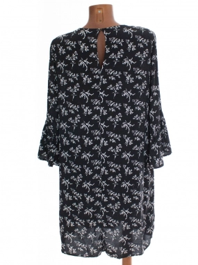 XL/XXL Černé šaty s květinovým motivem neprůhledné