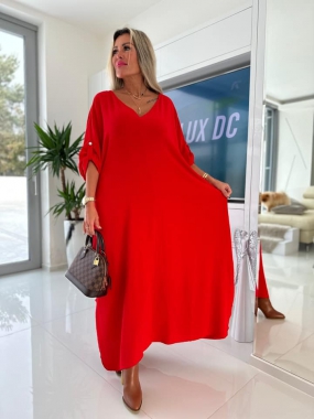 58/60 Červené dlouhé dámské šaty oversize