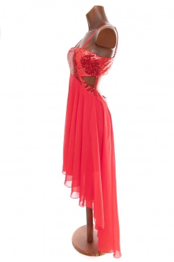 L Koucla červené slavnostní šaty zdobené flitry