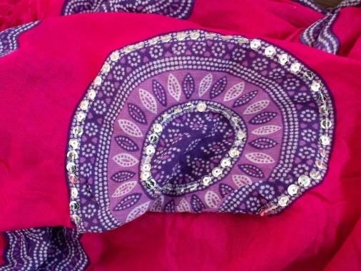 Růžové vzorované pareo šátek na plavky s flitry
