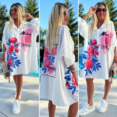 Květinová dámská maxi košile Making