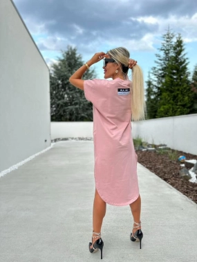 Mikinové dámské bavlněné růžové šaty La.mu