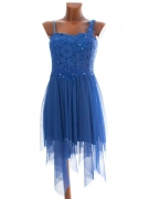 M/L Modré slavnostní šaty s tylovou sukní