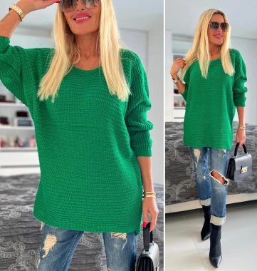 Nový zelený dámský svetr s raglánovými rukávy