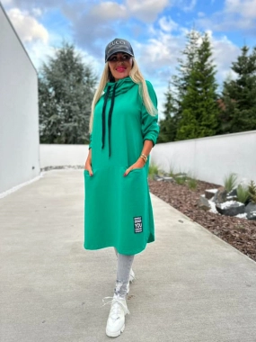 Zelená bavlněná dámská mikina s rolákem u krku
