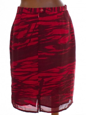 M/L Dámská červená sukně se vzorem a s podšívkou na zip