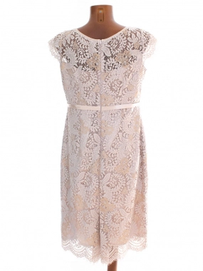 L/XL Béžovozlaté krajkové dámské slavnostní šaty