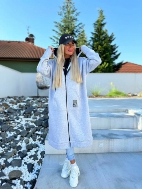 Teplá dámská šedá maxi mikina You uvnitř fleece