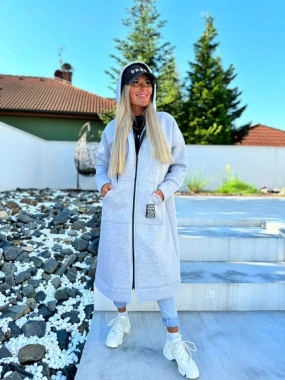 Teplá dámská šedá maxi mikina You uvnitř fleece