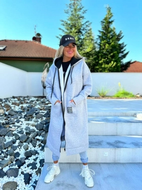 Teplá dámská šedá maxi mikina You uvnitř fleece