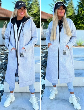 Teplá dámská šedá maxi mikina You uvnitř fleece