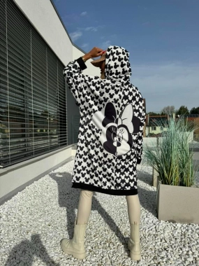 Černobílá Minnie bavlněná dámská mikina s kapucí