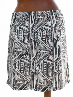 Krémovočerná dámská pružná sukně se vzorem