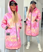 Pink prošívaná dámská bunda s kapucí na zip