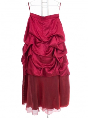 S/M Vínová dámská společenská saténová sukně