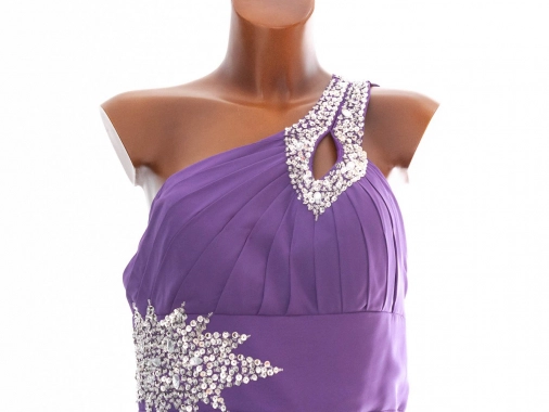 L/XL Plesové společenské fialové šaty na šněrování