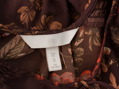 38/M Dlouhé hnědé dámské květované šaty H&M