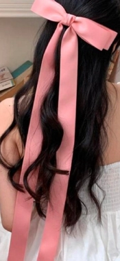 Saténová růžová mašle spona dlouhá do vlasů
